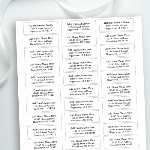 Wedding and Event 30 Guest Address Labels