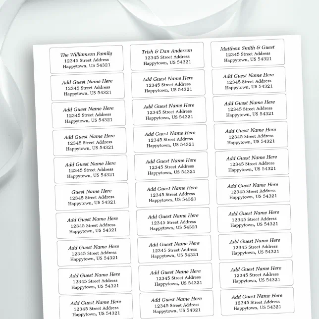 Wedding And Event 30 Guest Address Labels 