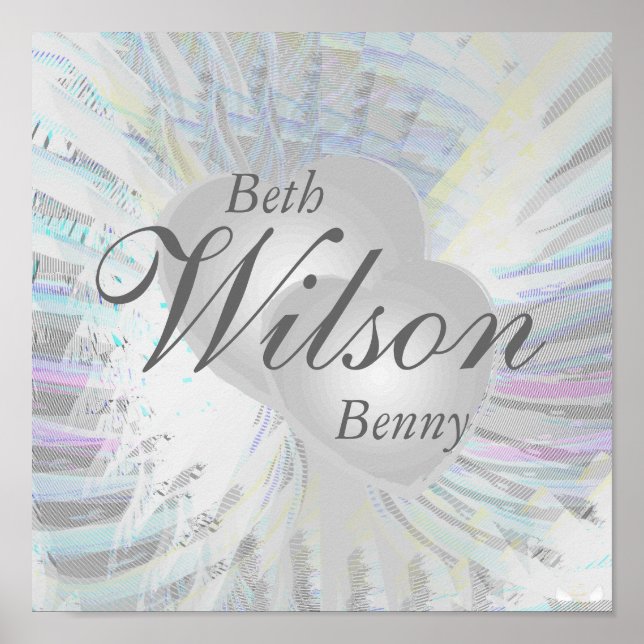 Wedding Angelic Wings Pearly Hearts Poster (Front)