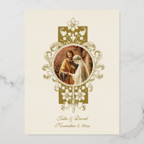 Wedding Angelus Prayer Betrothal Virgin Mary Foil Invitation Postcard
