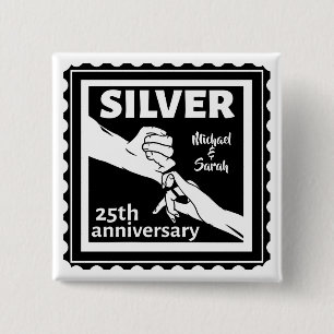 Wedding anniversary 25 years silver button
