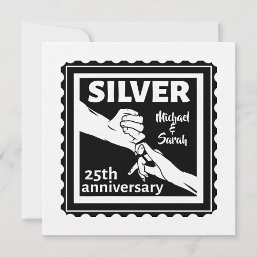 Wedding anniversary 25 years silver invitation