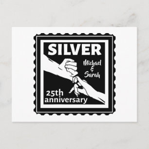 Wedding anniversary 25 years silver postcard