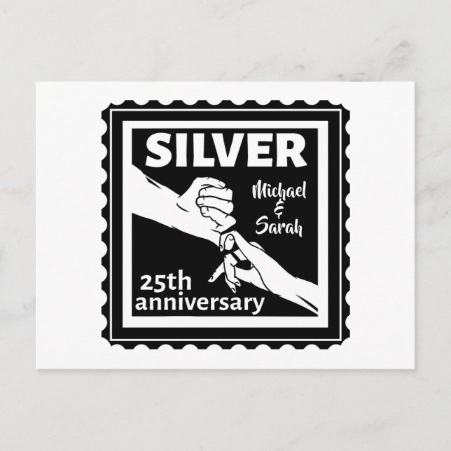 Wedding anniversary 25 years silver postcard (Front)