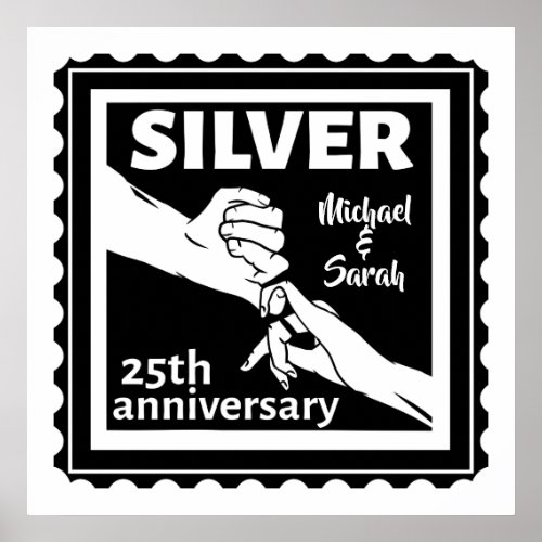 Wedding anniversary 25 years silver poster