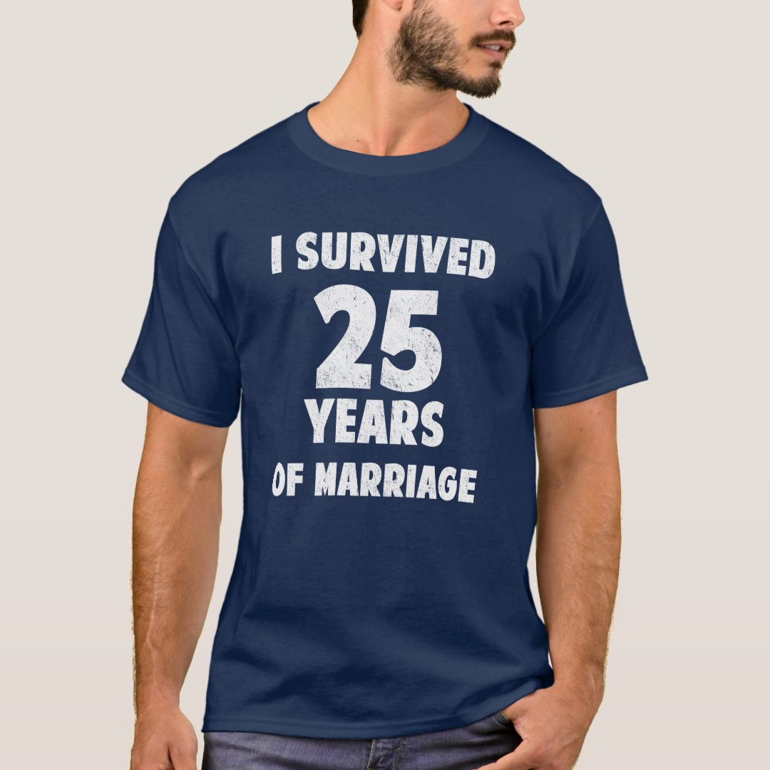 T-shirt 25ème Anniversaire De Mariage Pour Homme - Coton Gildan, Fait Sur Commande