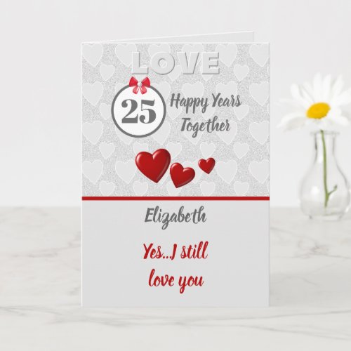 Wedding Anniversary 25th Silver 25 years Card