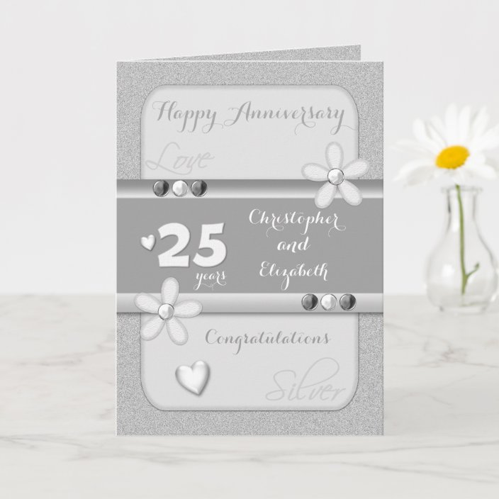 Wedding Anniversary 25th Silver Greeting Card Zazzle Com