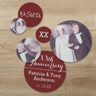 Wedding Anniversary - 3 Photos - Burgundy Confetti