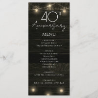 Wedding Anniversary 40th Rustic Wood and Lights