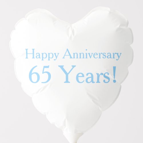 Wedding Anniversary 65 Years Sky Blue Heart Balloon