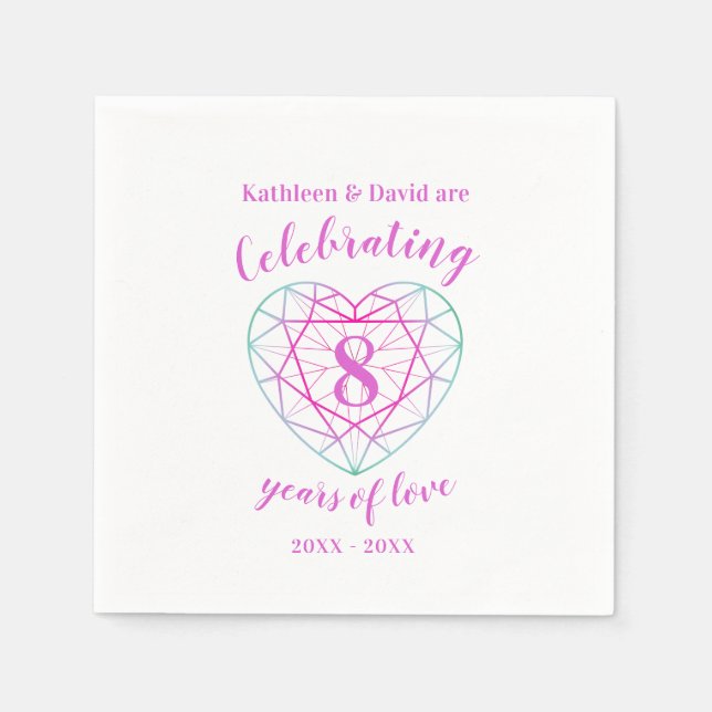 Wedding anniversary 8 years of love napkins (Front)