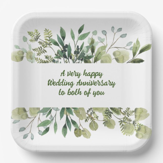 Wedding Anniversary 9" Square Paper Plate (Front)