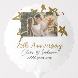 Wedding Anniversary add name year image gold stars Balloon