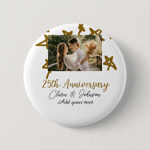 Wedding Anniversary add name year image gold stars Button