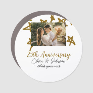 Wedding Anniversary add name year image gold stars Car Magnet