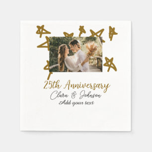 Wedding Anniversary add name year image gold stars Napkins