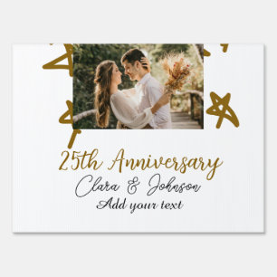 Wedding Anniversary add name year image gold stars Sign