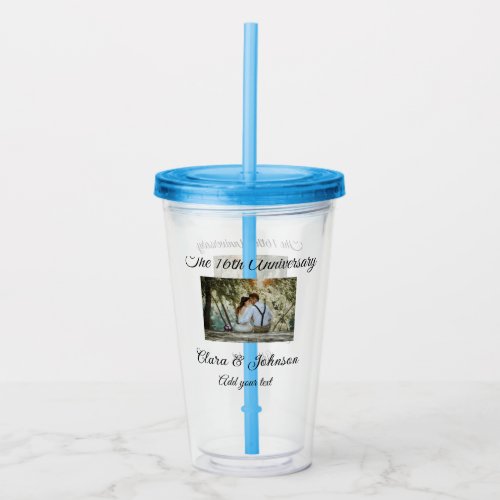 Wedding Anniversary add name year image text coule Acrylic Tumbler
