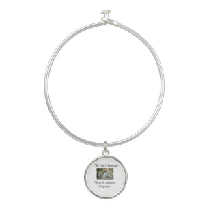 Wedding Anniversary add name year image text coule Bangle Bracelet