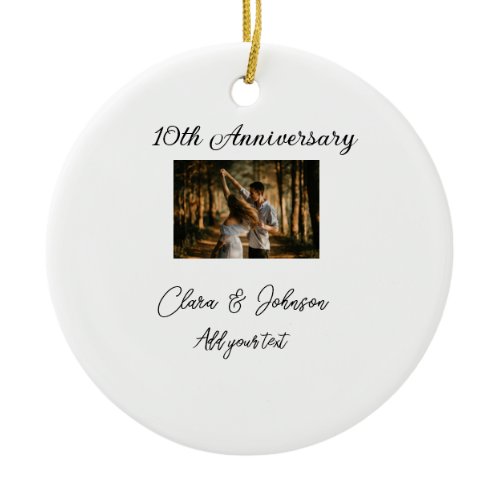 Wedding Anniversary add name year image text coule Ceramic Ornament