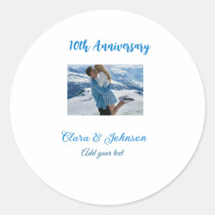 Wedding Anniversary add name year image text coule Classic Round Sticker