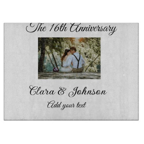 Wedding Anniversary add name year image text coule Cutting Board