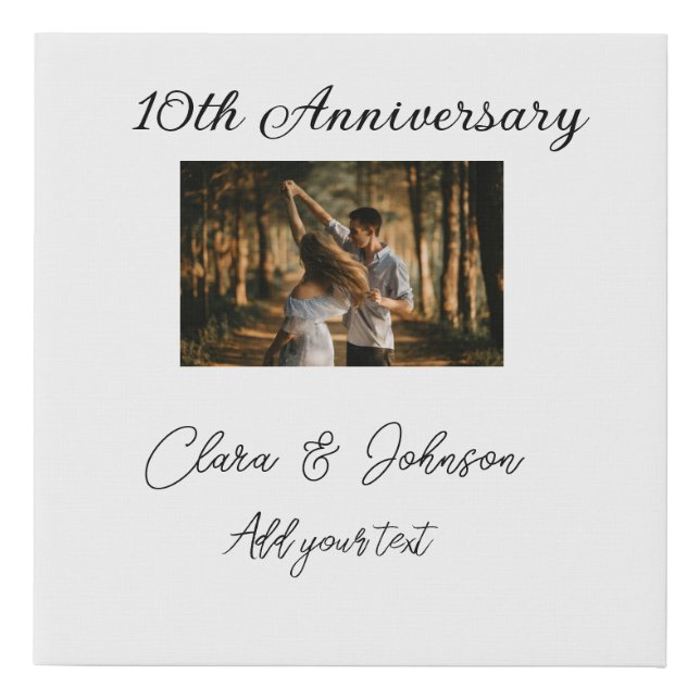 Wedding Anniversary add name year image text coule Faux Canvas Print (Front)