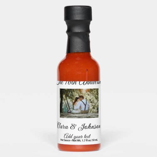 Wedding Anniversary add name year image text coule Hot Sauces