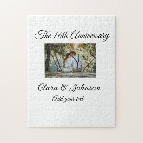 Wedding Anniversary add name year image text coule Jigsaw Puzzle