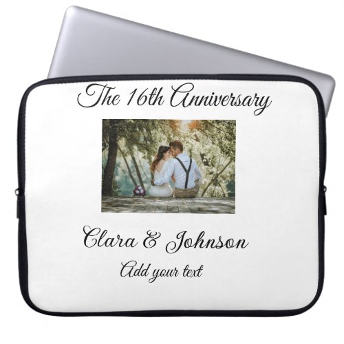 Wedding Anniversary add name year image text coule Laptop Sleeve
