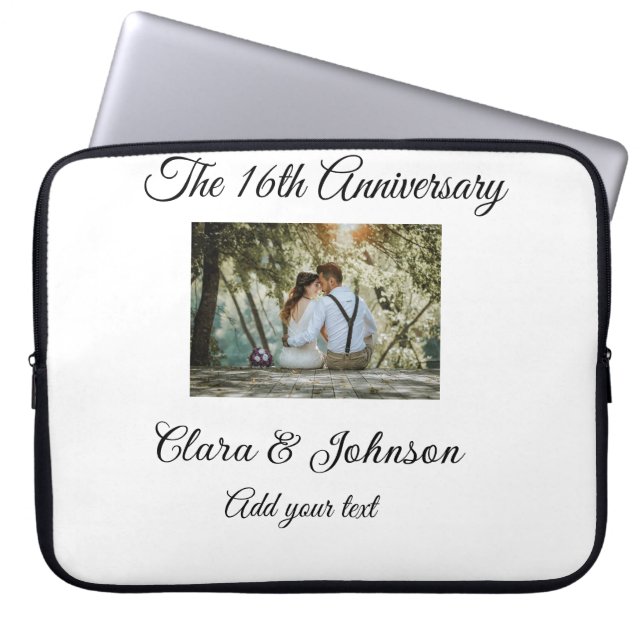 Wedding Anniversary add name year image text coule Laptop Sleeve (Front)