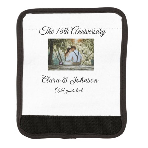 Wedding Anniversary add name year image text coule Luggage Handle Wrap