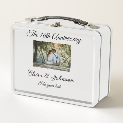 Wedding Anniversary add name year image text coule Metal Lunch Box