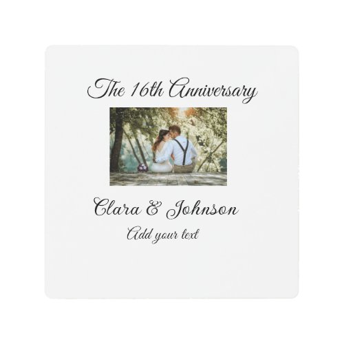 Wedding Anniversary add name year image text coule Metal Print