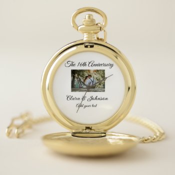 Wedding Anniversary Add Name Year Image Text Coule Pocket Watch by globodivine at Zazzle