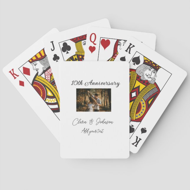 Wedding Anniversary add name year image text coule Poker Cards (Back)