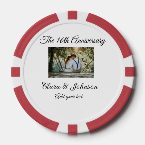 Wedding Anniversary add name year image text coule Poker Chips