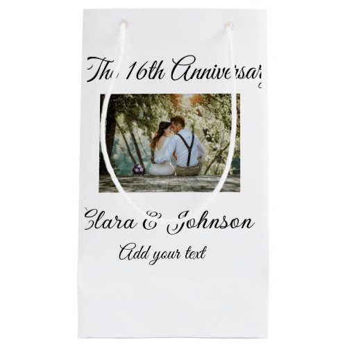 Wedding Anniversary add name year image text coule Small Gift Bag