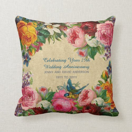 Wedding Anniversary ANY - Vintage Personalized Throw Pillow