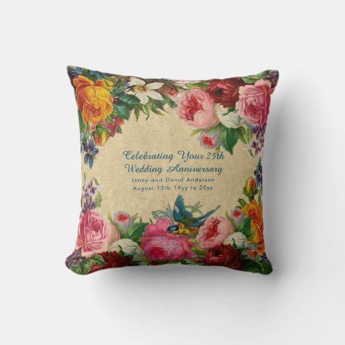 Wedding Anniversary ANY _ Vintage Personalized Throw Pillow