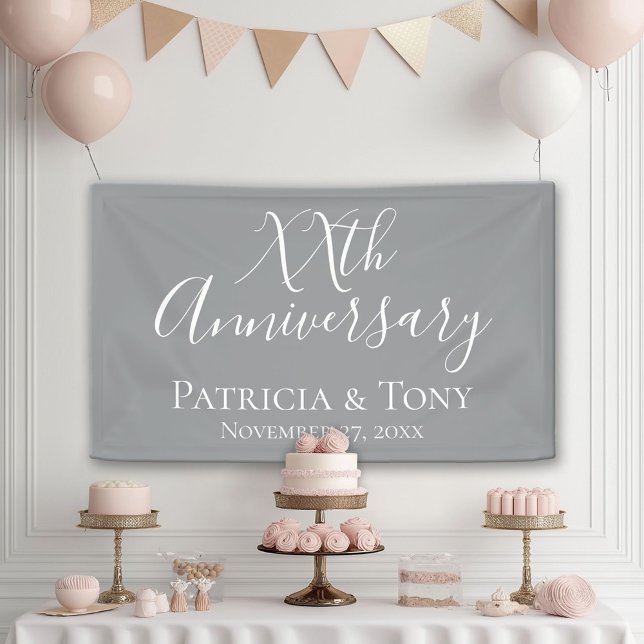 Wedding Anniversary - any year - grey Banner (Custom Anniversary Banner)