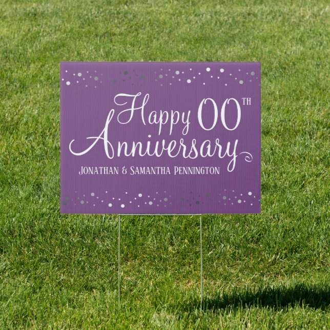 Wedding Anniversary Any Year Silver Confetti Sign (Insitu)