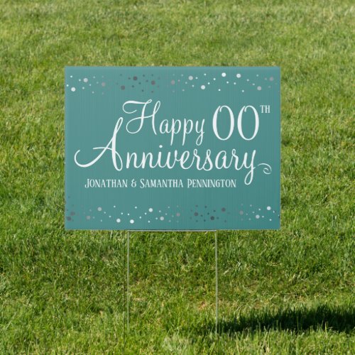 Wedding Anniversary Any Year Silver Confetti Sign