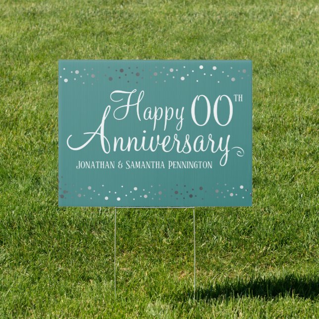 Wedding Anniversary Any Year Silver Confetti Sign (Insitu)
