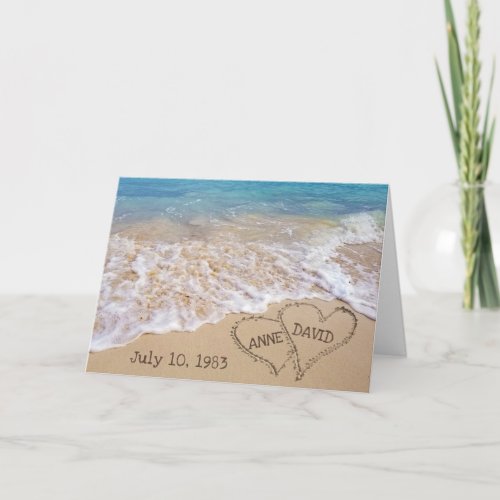 Wedding Anniversary Beach Hearts  Card