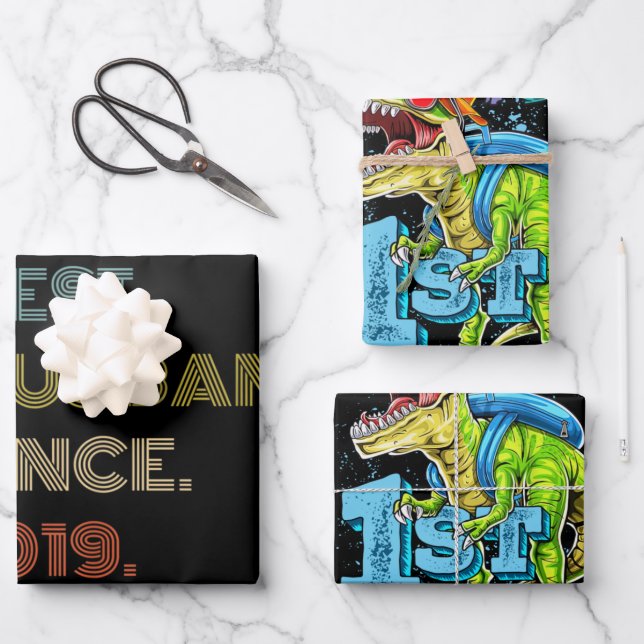 Wedding Anniversary Best Husband Since 2019 Wrapping Paper Sheets (Front)