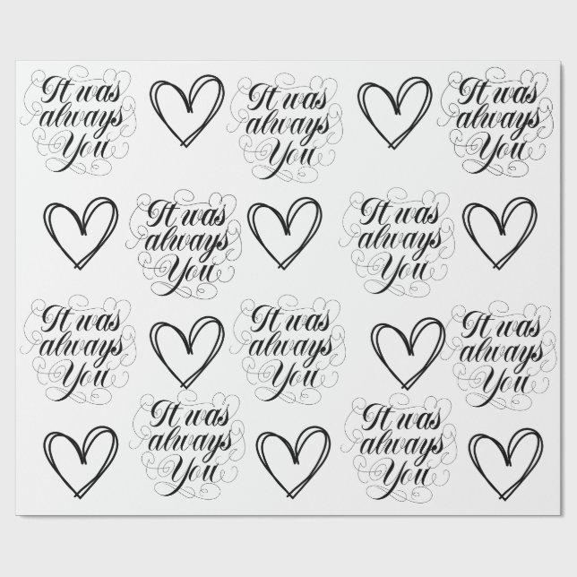 Wedding Anniversary Black and White Theme Wrapping Paper (Flat)