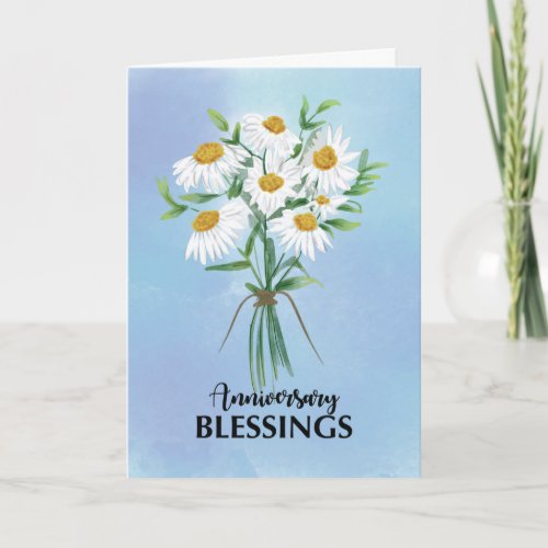 Wedding Anniversary Blessings Bouquet of Daisies Card