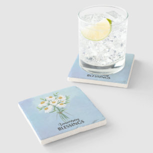 Wedding Anniversary Blessings Bouquet of Daisies Stone Coaster